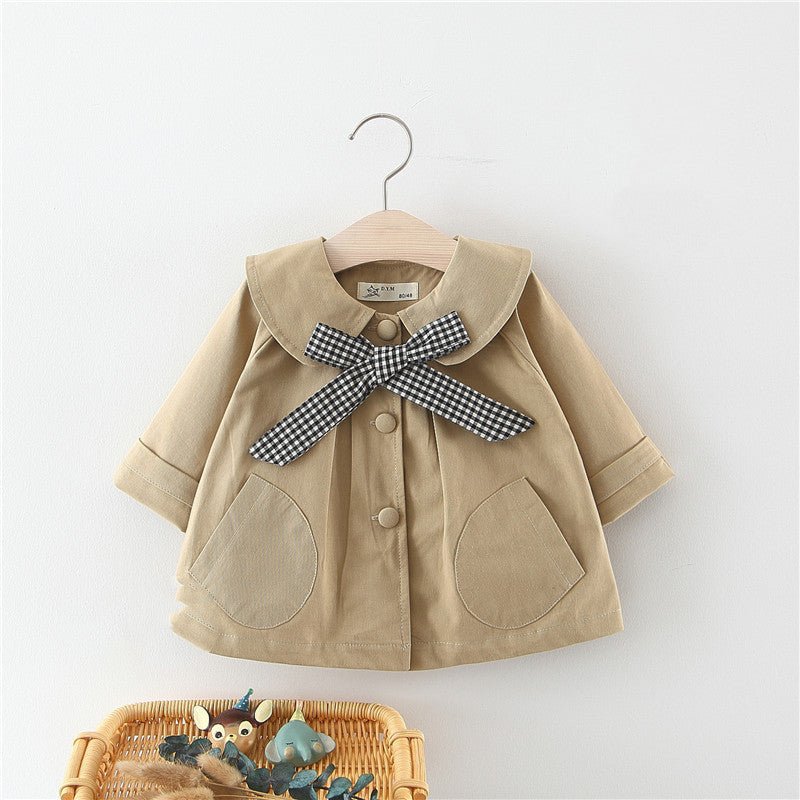 Girls' Solid Color Plaid Bow Jacket - Baby Clothing -  Trend Goods