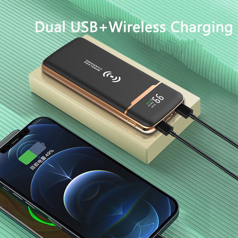 Gold-plated Self-contained Four-wire High-capacity Wireless Charging Power Bank - Power Banks -  Trend Goods