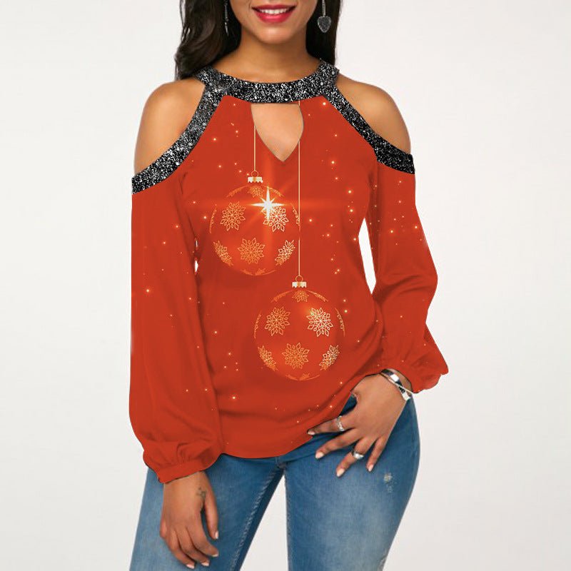 Halter Button Long Sleeve Hollow Women's T-Shirt - T-Shirts -  Trend Goods