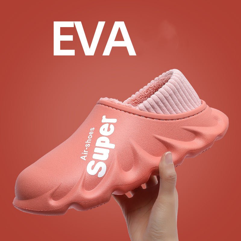 Home Slippers EVA Waterproof Warm Plush Indoor Shoes Couple Slippers - Slippers -  Trend Goods