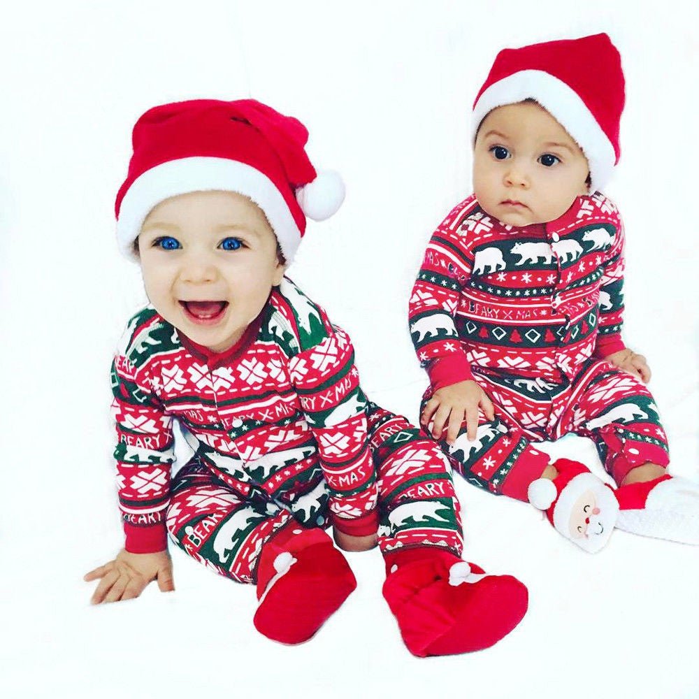 Infant Baby Boys Girls Christmas Santa XMAS Letter Plaid Romper Jumpsuit - Baby Rompers -  Trend Goods