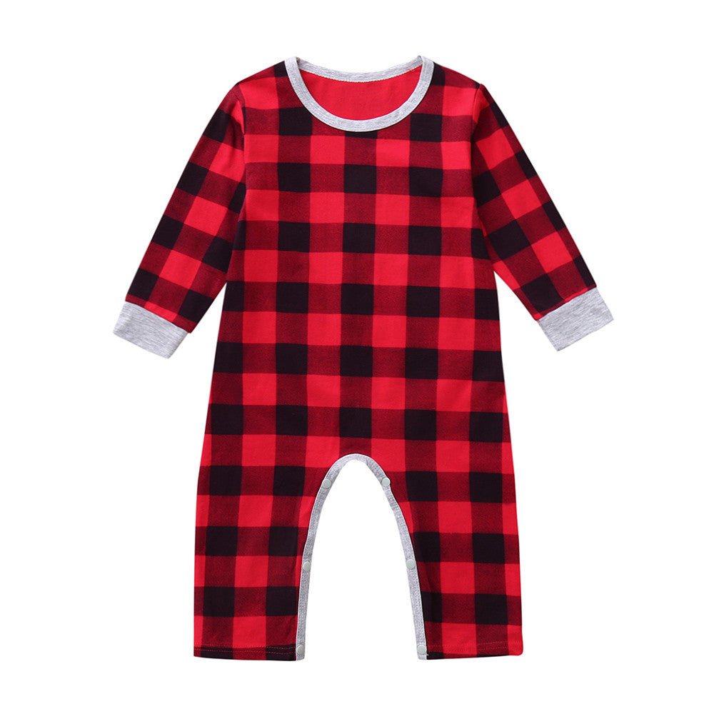 Infant Baby Boys Girls Christmas Santa XMAS Letter Plaid Romper Jumpsuit - Baby Rompers -  Trend Goods