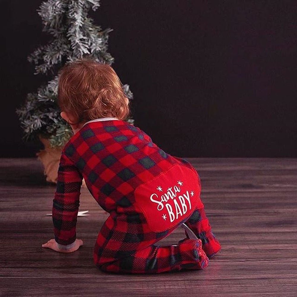 Infant Baby Boys Girls Christmas Santa XMAS Letter Plaid Romper Jumpsuit - Baby Rompers -  Trend Goods