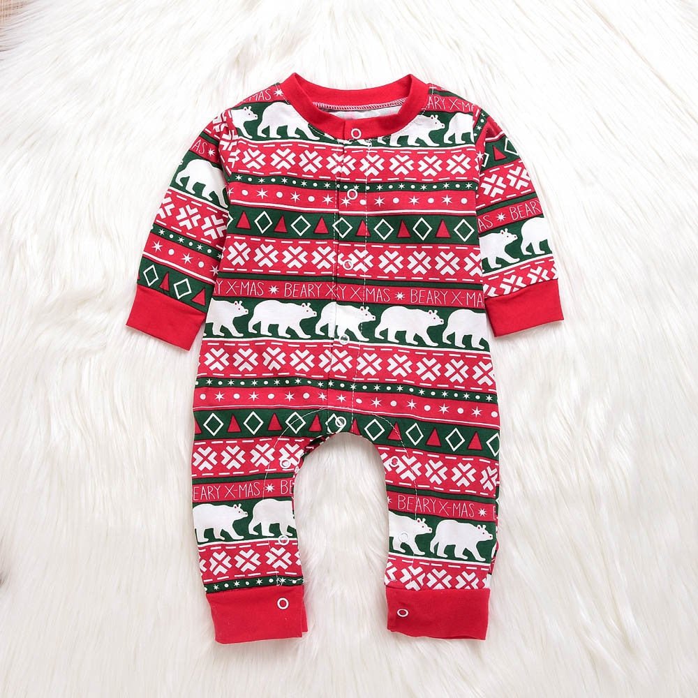 Infant Baby Boys Girls Christmas Santa XMAS Letter Plaid Romper Jumpsuit - Baby Rompers -  Trend Goods