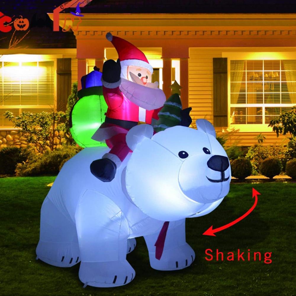 Inflatable Santa Claus Riding Polar Bear 2M Christmas Inflatable Toy Doll Garden Xmas Decoration - Holiday Decorations -  Trend Goods