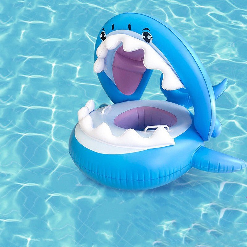 Inflatable Swimming Ring For Kids With Awning Shark Seat Ring Baby Float For Swimming Pool Toys - Pool Toys -  Trend Goods