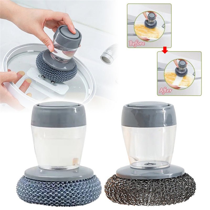 Kitchen Soap Dispensing Palm Brush Cleaner Push-type Brush Kitchen Detergent Tools - Kitchen Gadgets -  Trend Goods