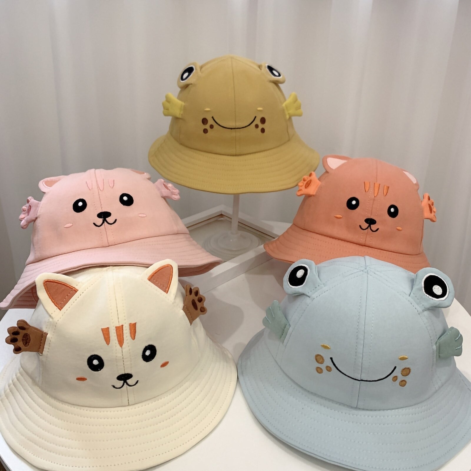 Kitten And Frog Sun Hat Small Pot Baby Hat - Hats -  Trend Goods