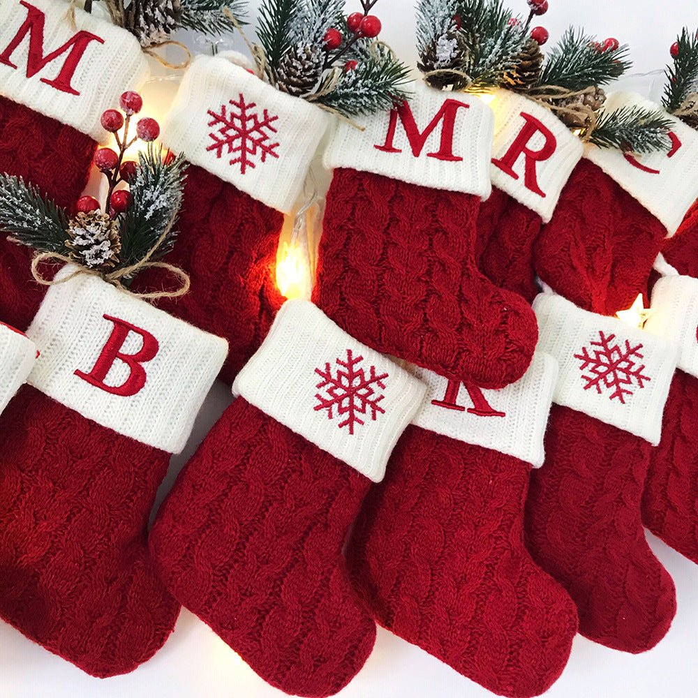 Knitted Christmas Letter Socks - Holiday Decorations -  Trend Goods