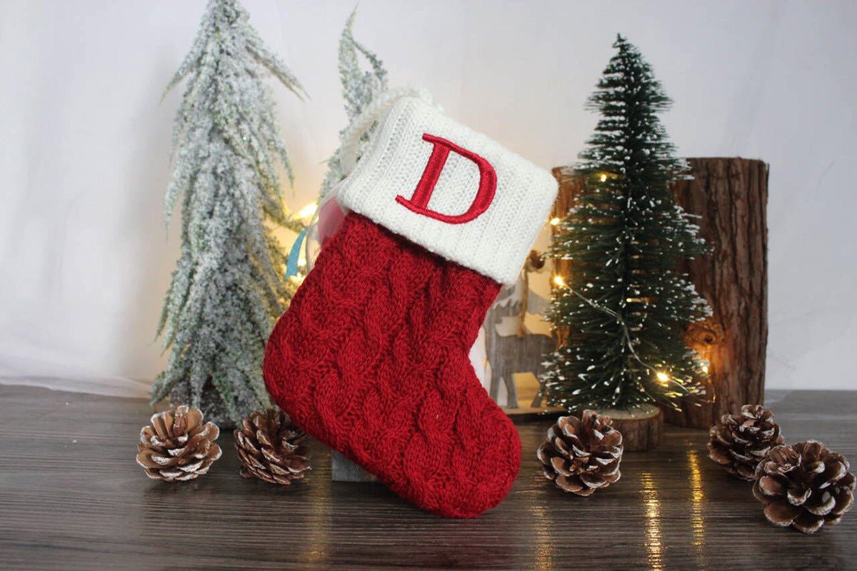 Knitted Christmas Letter Socks - Holiday Decorations -  Trend Goods