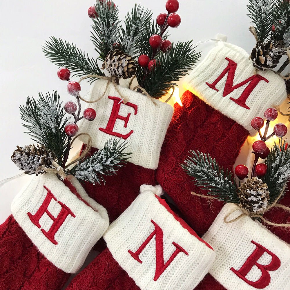 Knitted Christmas Letter Socks - Holiday Decorations -  Trend Goods