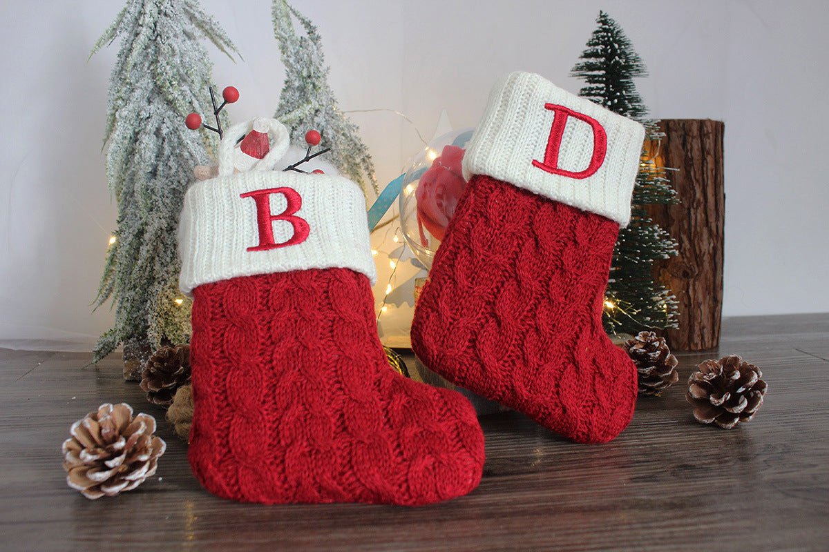 Knitted Christmas Letter Socks - Holiday Decorations -  Trend Goods