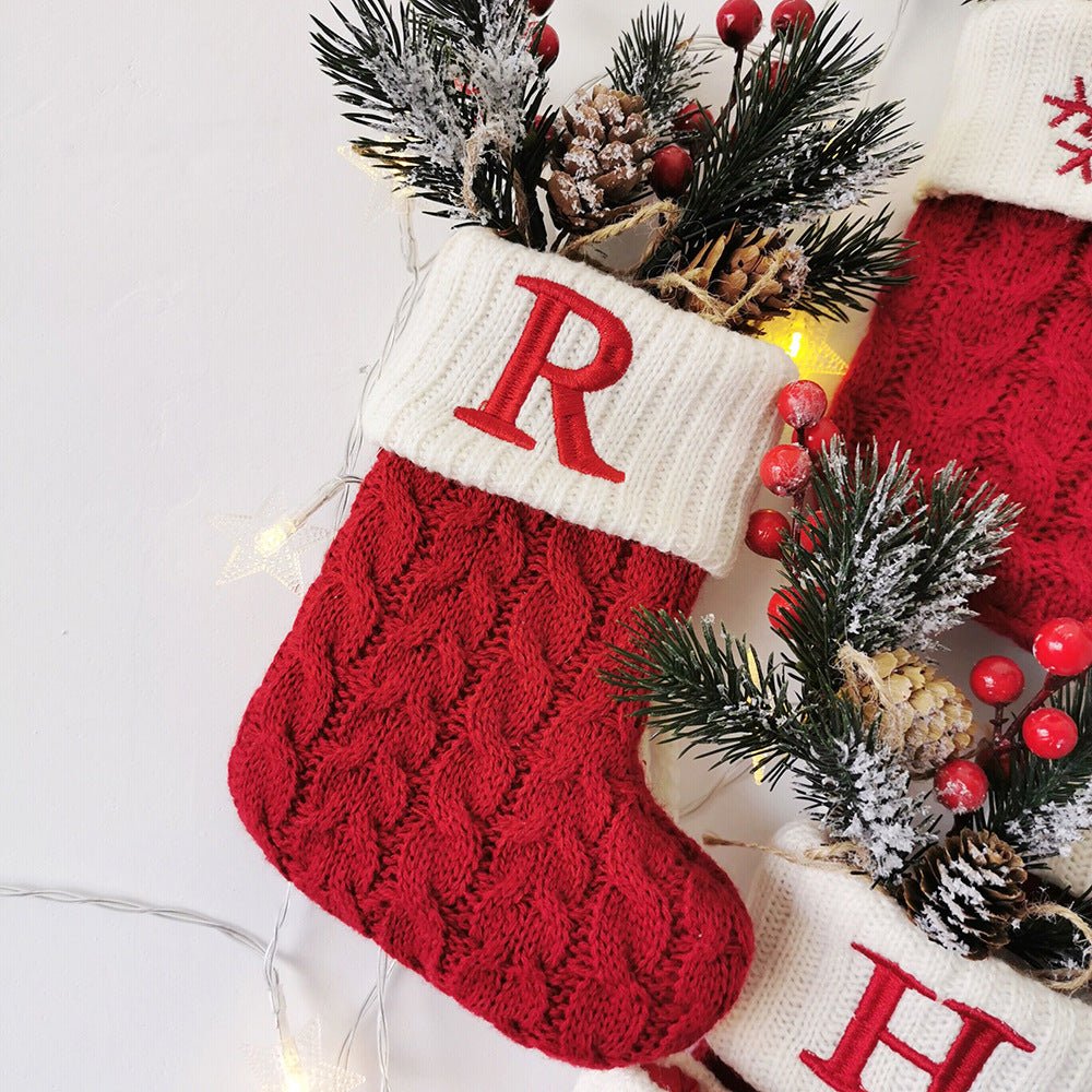 Knitted Christmas Letter Socks - Holiday Decorations -  Trend Goods