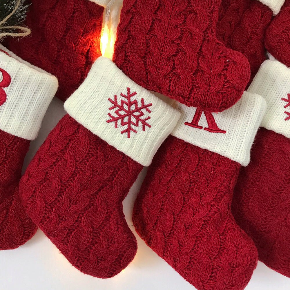 Knitted Christmas Letter Socks - Holiday Decorations -  Trend Goods