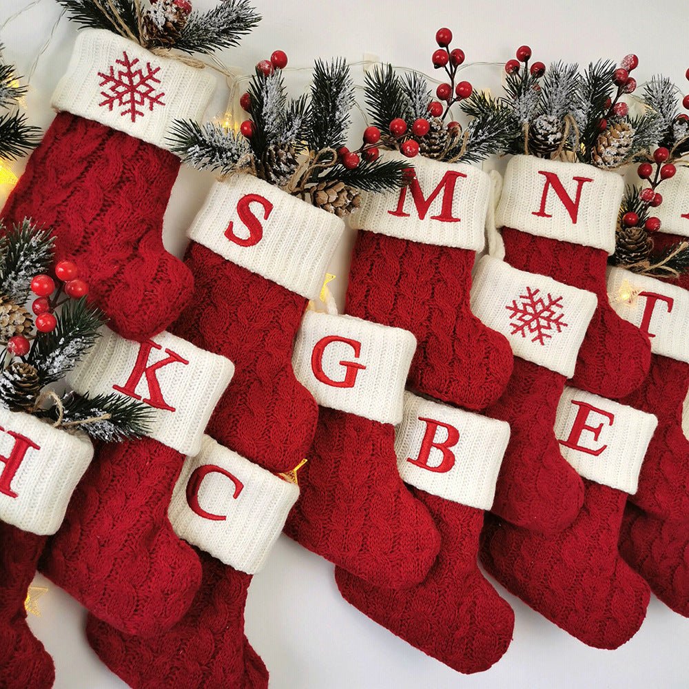 Knitted Christmas Letter Socks - Holiday Decorations -  Trend Goods