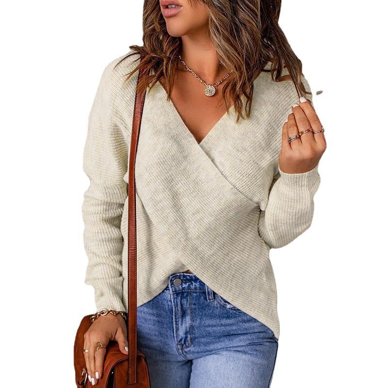 Knitted Women's Sweater V-Neck Long Sleeve Outerwear - Sweaters -  Trend Goods