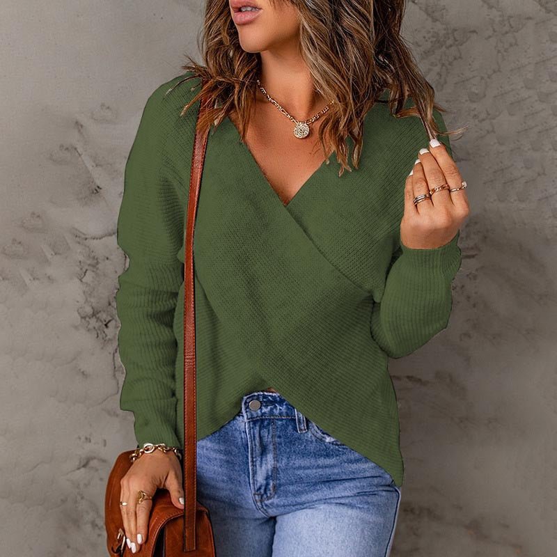 Knitted Women's Sweater V-Neck Long Sleeve Outerwear - Sweaters -  Trend Goods