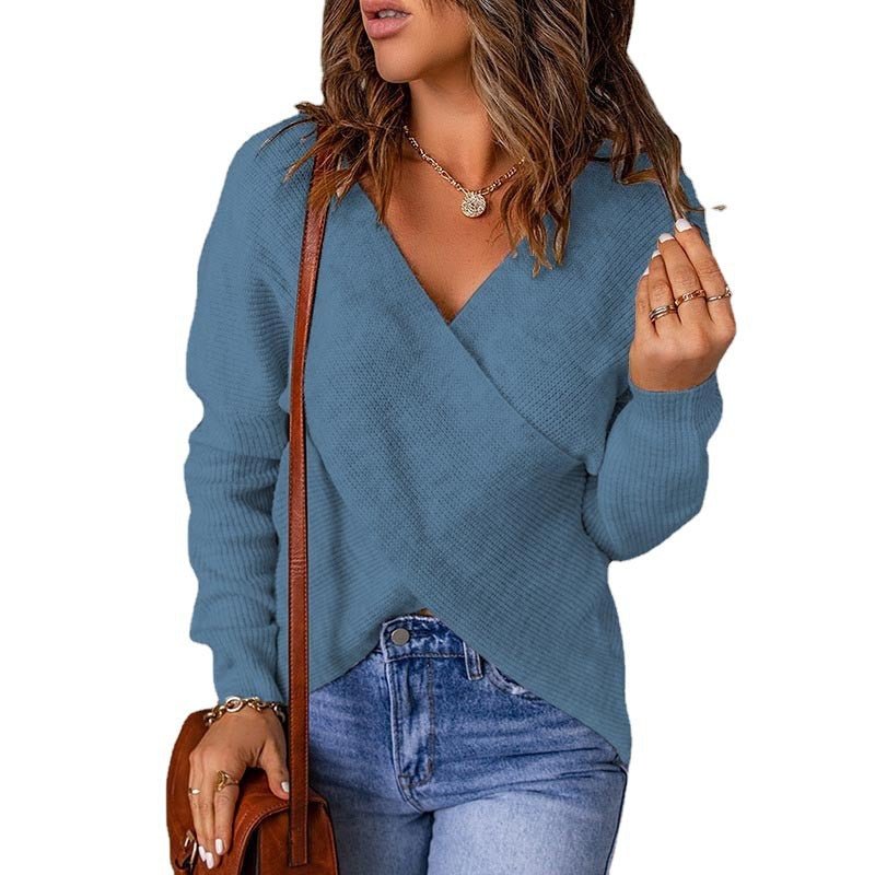 Knitted Women's Sweater V-Neck Long Sleeve Outerwear - Sweaters -  Trend Goods