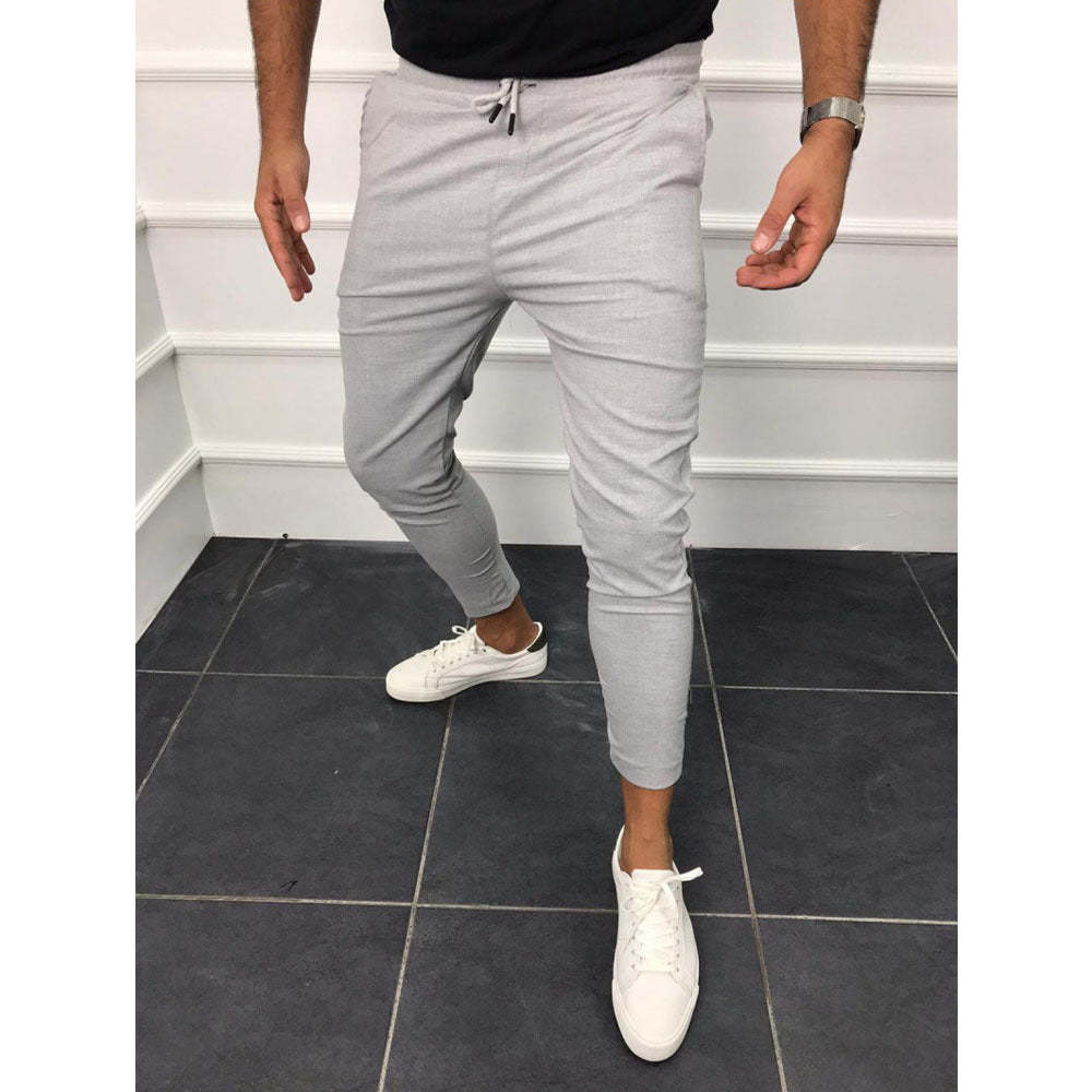 Lace-up casual pants solid color jogging pants - Pants -  Trend Goods