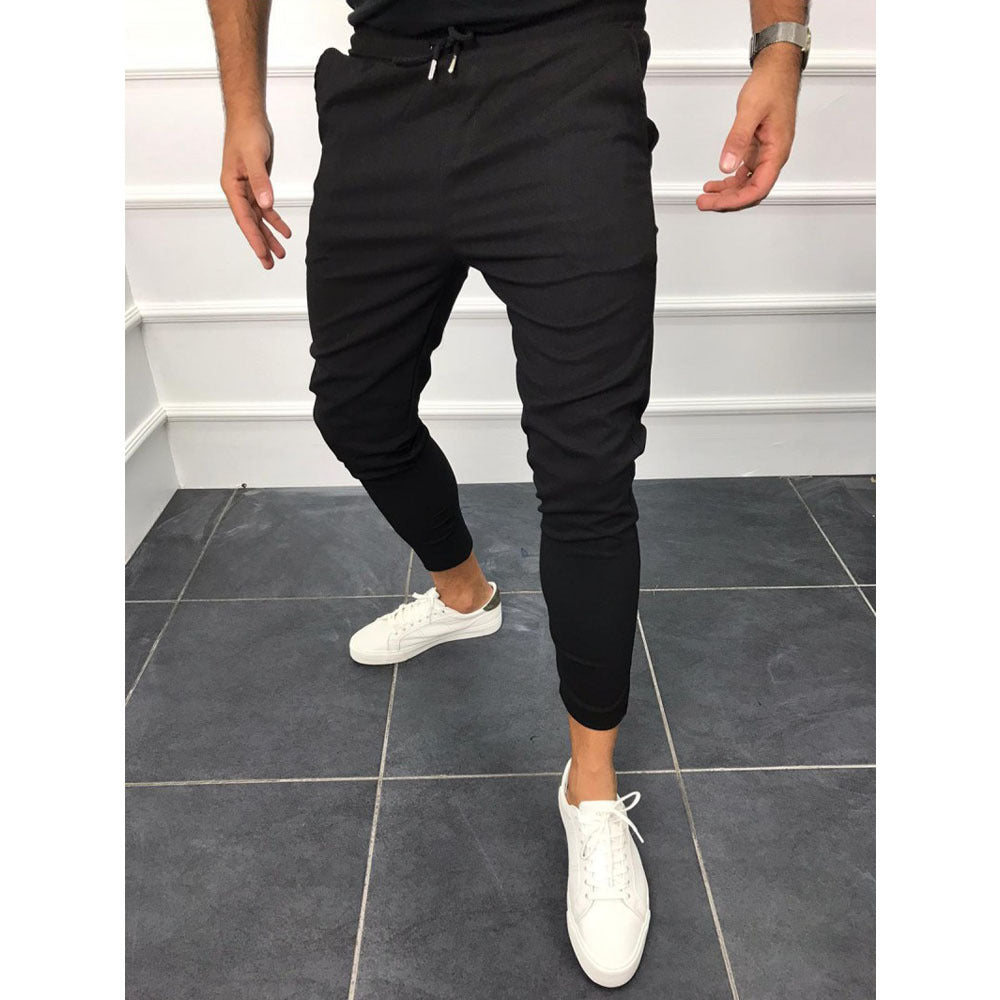 Lace-up casual pants solid color jogging pants - Pants -  Trend Goods