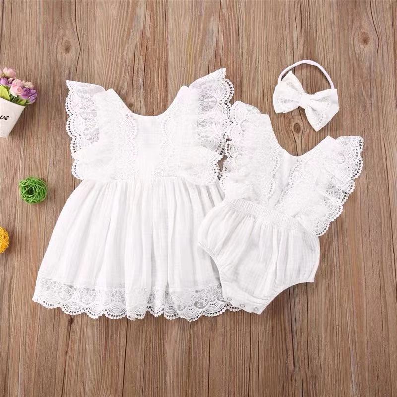 Lace White Mesh Childrens Dress - Dresses -  Trend Goods