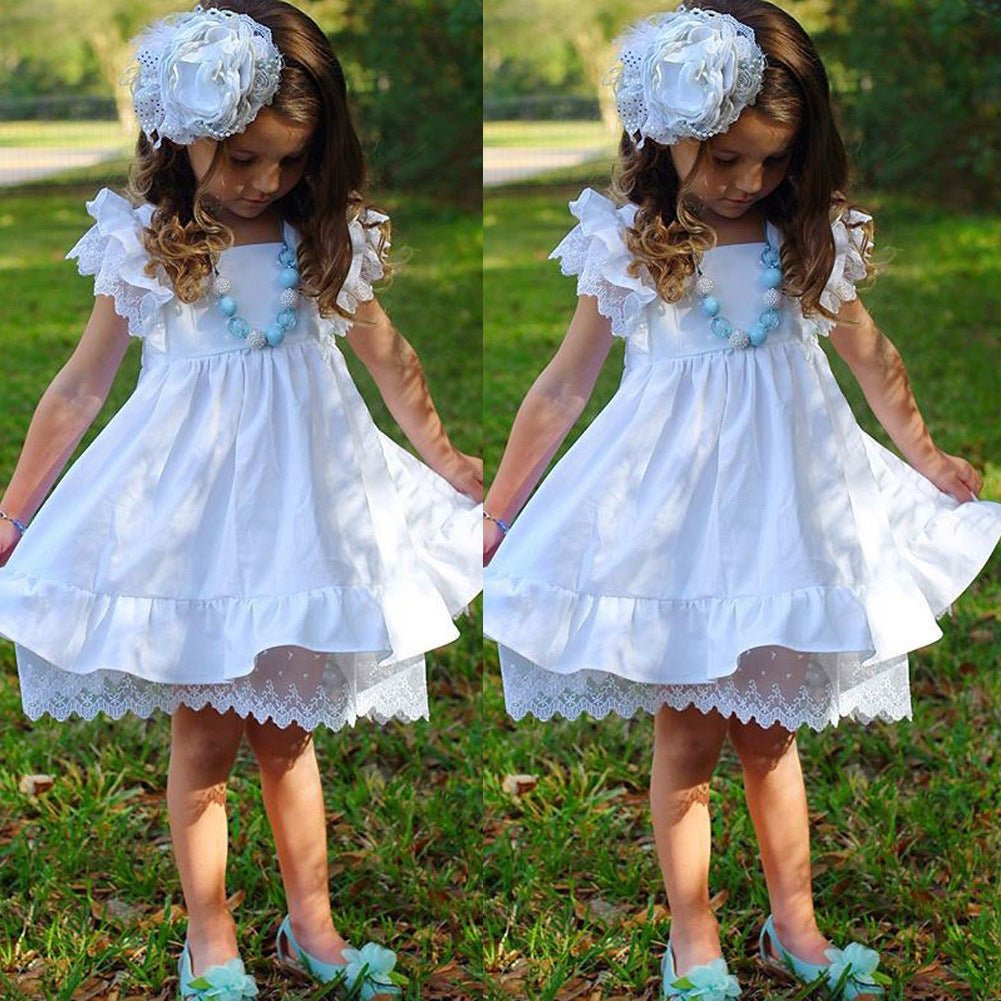 Lace White Mesh Childrens Dress - Dresses -  Trend Goods