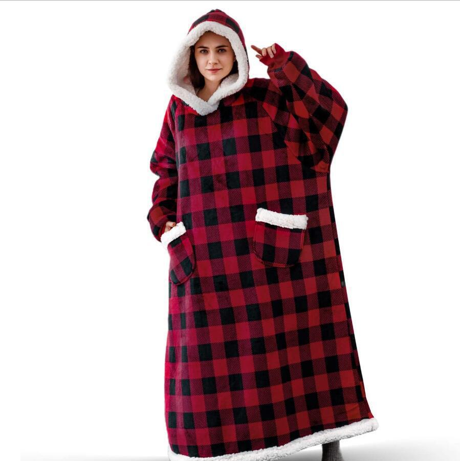 Lazy Blanket Hooded Flannel TV Blanket Lazy Clothes Pajamas Sweater - Housewear -  Trend Goods