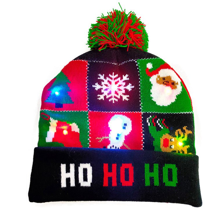 LED Christmas Hat Sweater Knitted Beanie Christmas Light Up Knitted Hat - Knit Hats -  Trend Goods