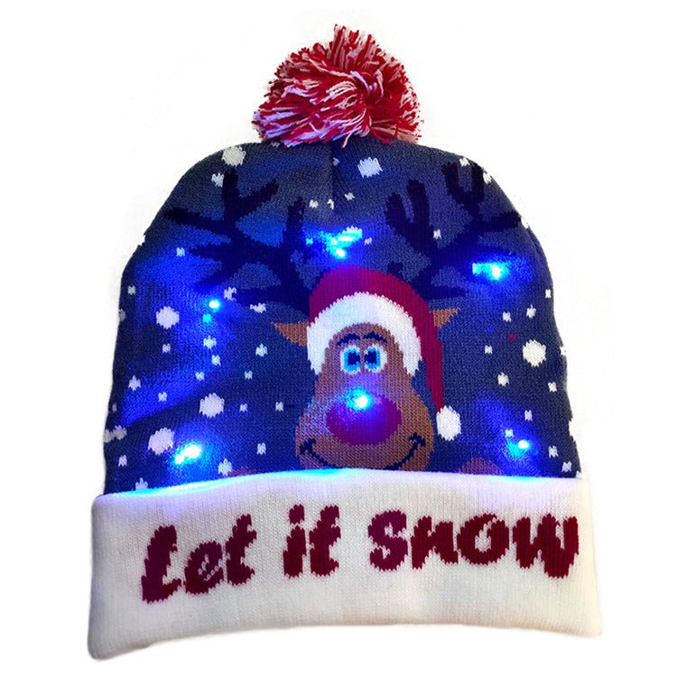 LED Christmas Hat Sweater Knitted Beanie Christmas Light Up Knitted Hat - Knit Hats -  Trend Goods