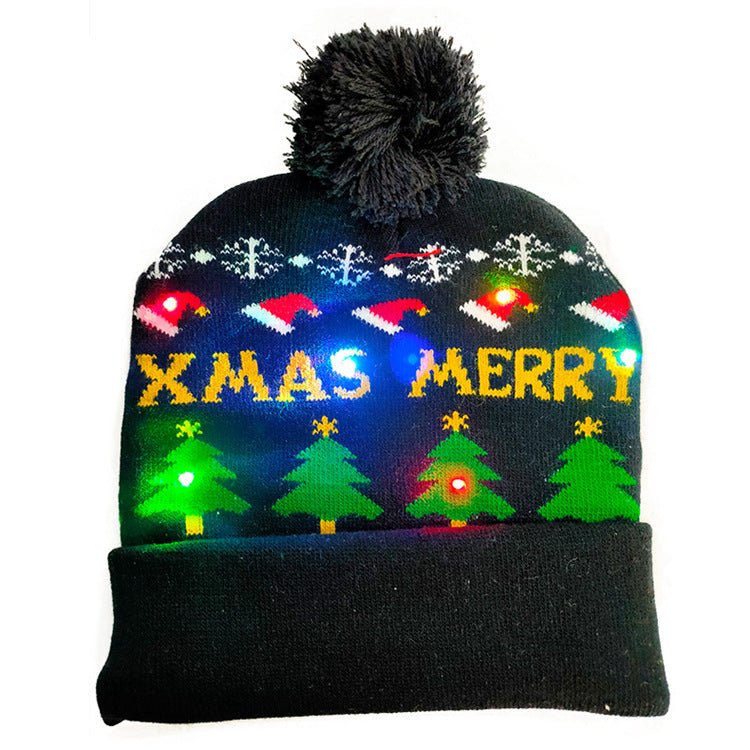 LED Christmas Hat Sweater Knitted Beanie Christmas Light Up Knitted Hat - Knit Hats -  Trend Goods