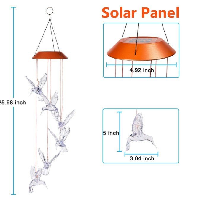 Led Solar Wind Chime Light Hummingbird Color Changing Wind Chime Light - Lighting -  Trend Goods