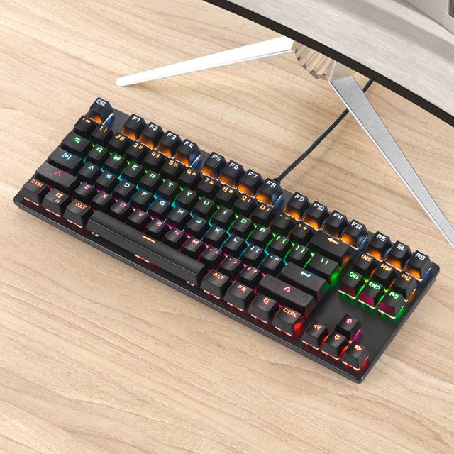 Mechanical Keyboard Green Shaft Desktop Non Punch 87 Key Keyboard - Keyboards -  Trend Goods