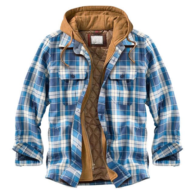 Men's Casual Check Long Sleeve Hooded Jacket - Jackets -  Trend Goods
