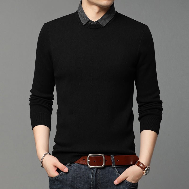 Men's Fake Two Piece Shirt Collar Sweater - Sweaters -  Trend Goods