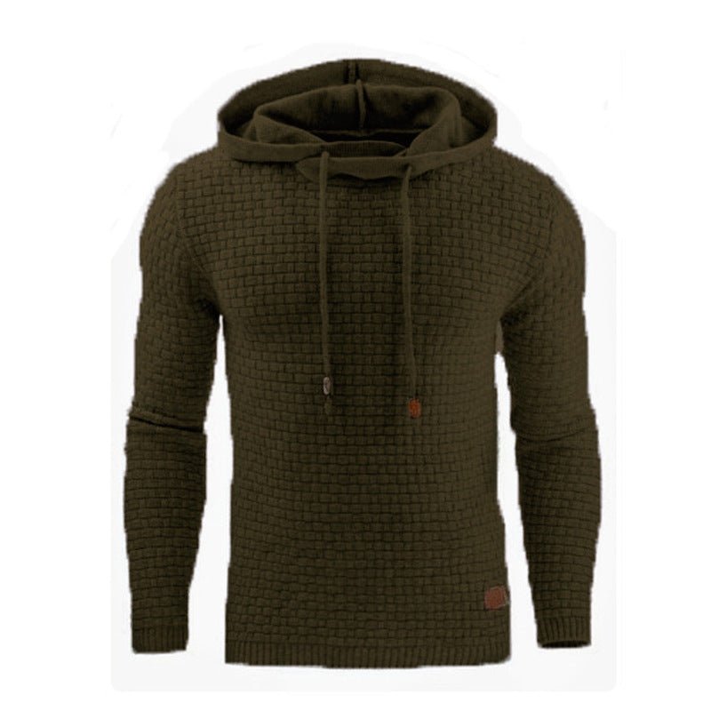 Men's Jacquard Sweater Long-sleeved Hoodie Warm Color Hooded Sweatshirt Jacket - Hoodies -  Trend Goods