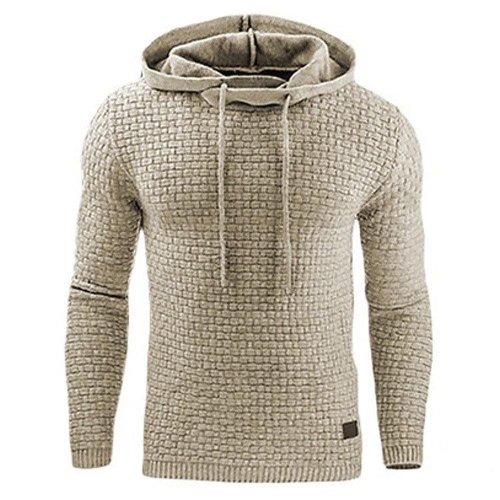 Men's Jacquard Sweater Long-sleeved Hoodie Warm Color Hooded Sweatshirt Jacket - Hoodies -  Trend Goods