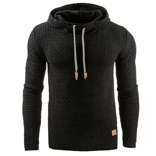 Men's Jacquard Sweater Long-sleeved Hoodie Warm Color Hooded Sweatshirt Jacket - Hoodies -  Trend Goods