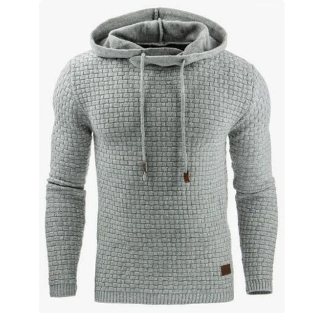 Men's Jacquard Sweater Long-sleeved Hoodie Warm Color Hooded Sweatshirt Jacket - Hoodies -  Trend Goods