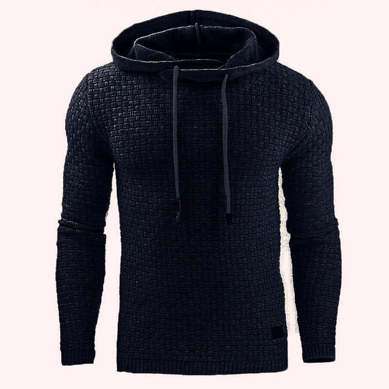 Men's Jacquard Sweater Long-sleeved Hoodie Warm Color Hooded Sweatshirt Jacket - Hoodies -  Trend Goods