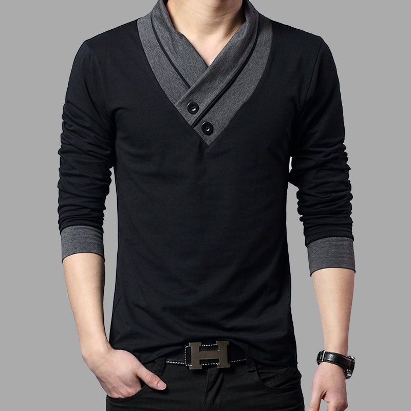 Men's Long-Sleeved T-Shirt Men's Clothes V-Neck - T-Shirts -  Trend Goods