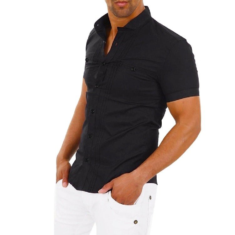 Men's Short-Sleeved Shirt Stitching Shirt - Shirts -  Trend Goods