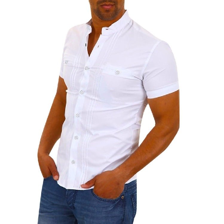 Men's Short-Sleeved Shirt Stitching Shirt - Shirts -  Trend Goods