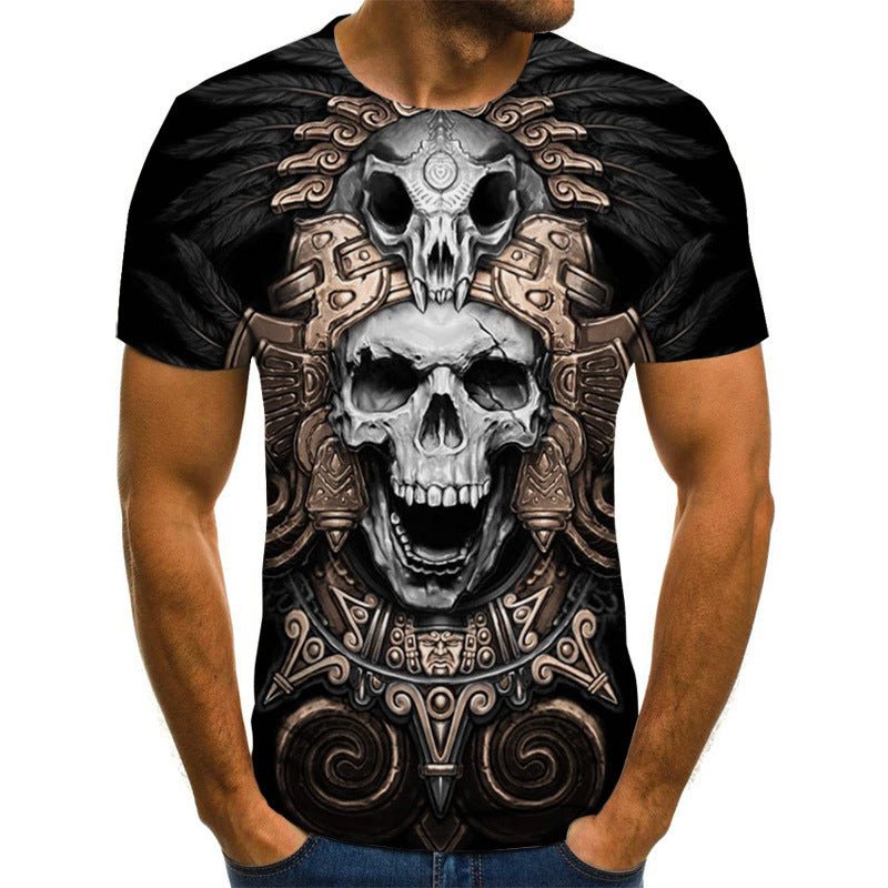 Men's Skull Print Short Sleeve T-shirt - T-Shirts -  Trend Goods