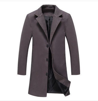 Mens Solid Color Casual Business Woolen Coats - Coats -  Trend Goods
