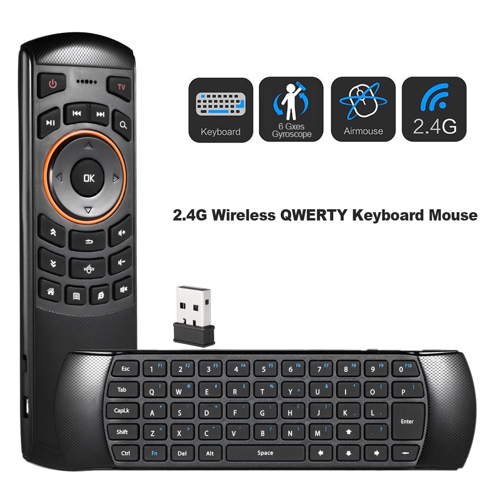 Mini 2.4GHz Wireless QWERTY Keyboard Air Mouse 6 Axes Gyroscope for Mini PC TV Box - Remote Controllers -  Trend Goods