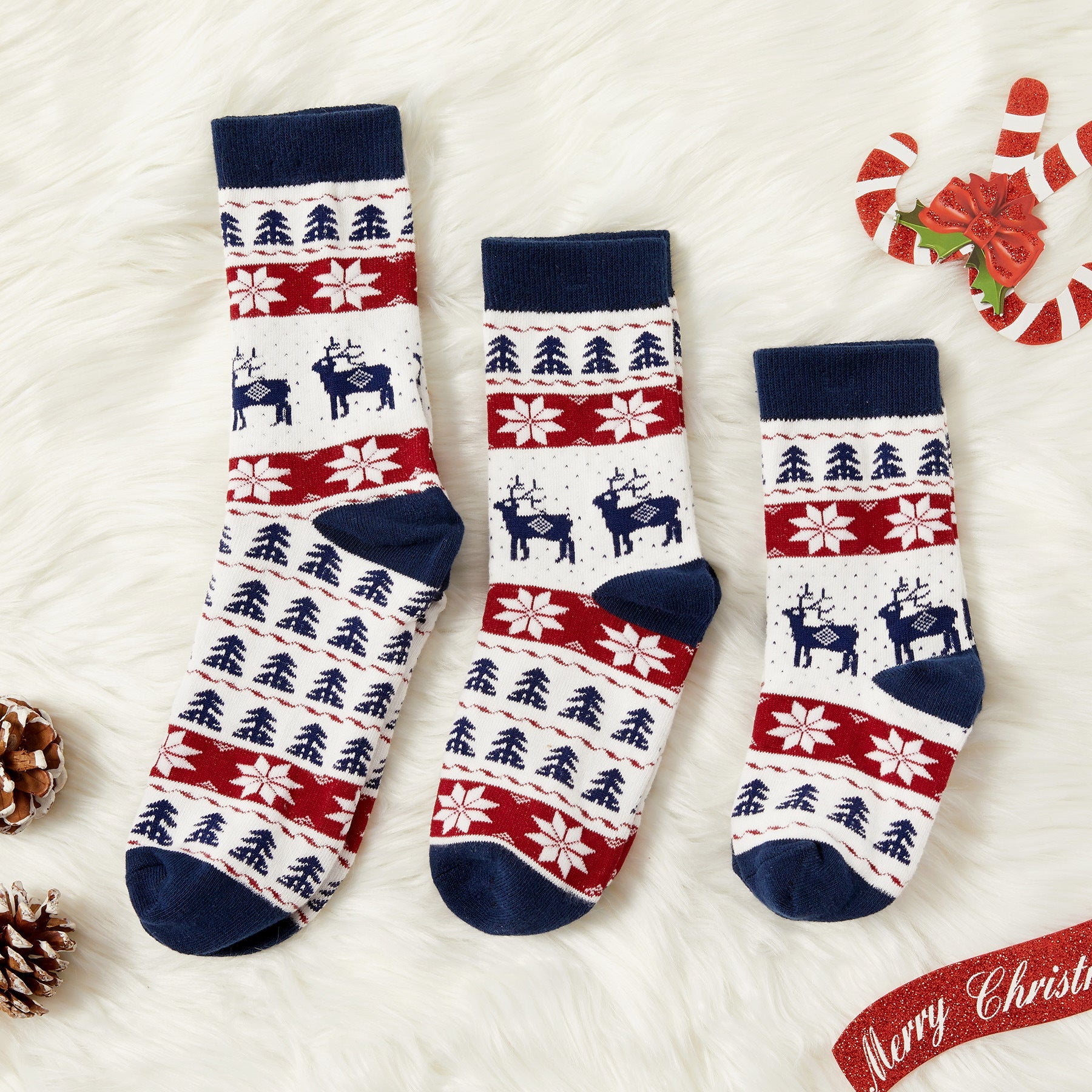 Mother Baby Parent-child Christmas Jacquard Short Stockings - Socks -  Trend Goods