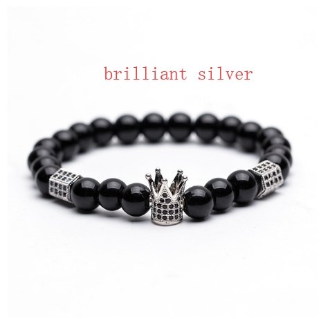 Natural stone micro crown inlaid copper bracelet white Zircon Bracelet beads bracelet Jewelry - Bracelets -  Trend Goods