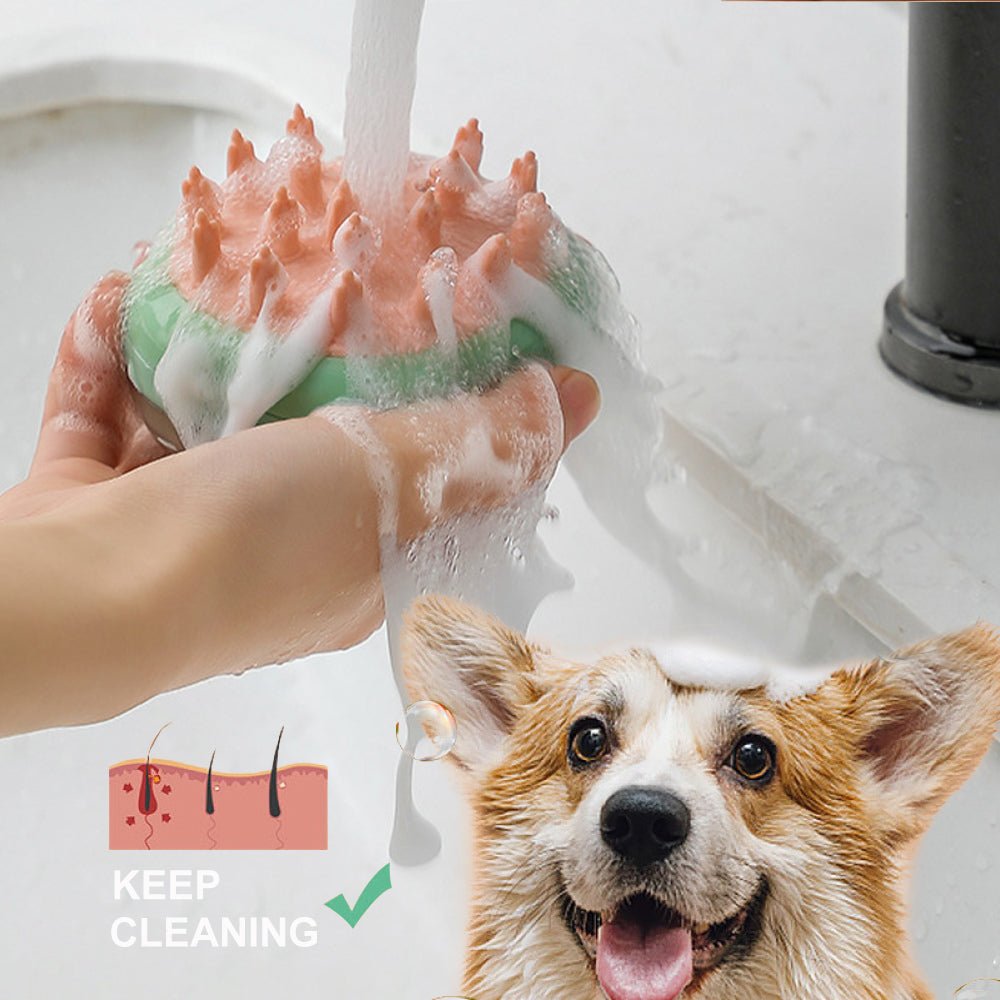 New 2 In 1 Pet Cat Dog Cleaning Bathing Massage Shampoo Soap Dispensing Grooming Brush - Pet Bathing -  Trend Goods
