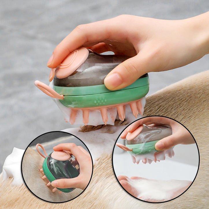 New 2 In 1 Pet Cat Dog Cleaning Bathing Massage Shampoo Soap Dispensing Grooming Brush - Pet Bathing -  Trend Goods