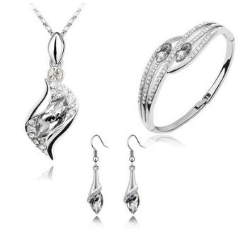 New Angel Elf Earrings Necklace Bracelet Three-piece Austria Crystal Alloy Jewelry Set - Jewelry Sets -  Trend Goods